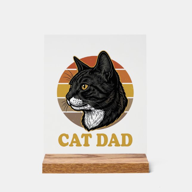 Panneau En Acrylique Vintage Cat Dad Retro Cat Lover Shirt Design_1 (Recto)
