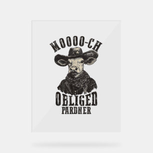 Panneau En Acrylique Vintage Cowboy Cow Shirt Moooch Obligé Partenaire