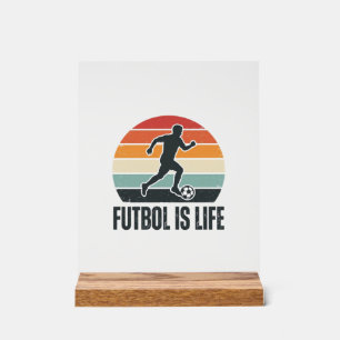 Panneau En Acrylique Vintage Futbol est la vie Conception de maillot de