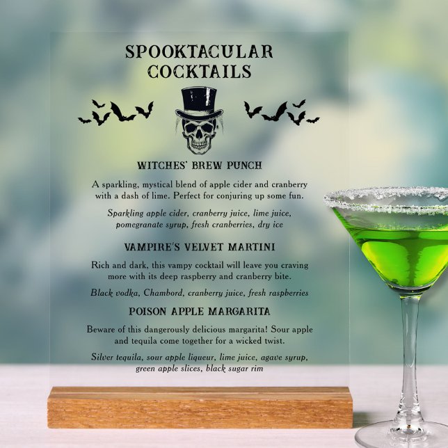 Panneau En Acrylique Vintage Halloween Spooktacular Signature Cocktail (Spooktacular cocktail menu)