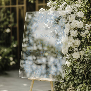 Panneau En Acrylique Vintage Victorian Blue Baroque Line Mariage d'art