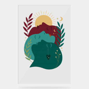 Panneau En Acrylique Visages Abstraits de la Parenté Céleste, Botanique