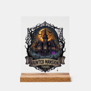 Panneau En Acrylique Visites de manoir hanté Halloween Maison gothique 