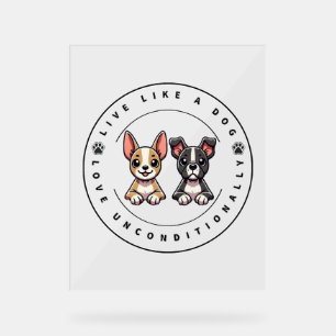 Panneau En Acrylique Vivre comme un chien amour sans condition