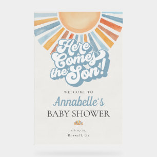 Panneau En Acrylique Voici le Baby shower Son Sunshine Bienvenue