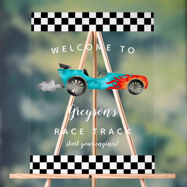 Panneau En Acrylique Voiture de course Boy Symbole de fête d'anniversai (Neutre)