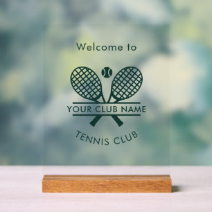 Panneau En Acrylique Votre nom Club Tennis Team Reception Toute couleur