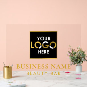 Panneau En Acrylique Votre nom d'entreprise Logo Magasin Black & Gold