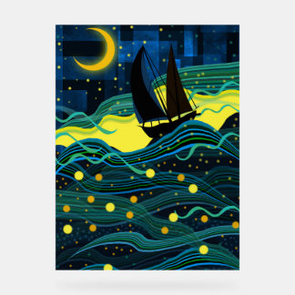 Panneau En Acrylique Voyage de nuit (navire en mer)