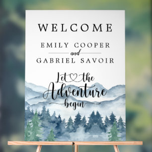 Panneau En Acrylique Watercolor Forest Mountain Mariage Réception