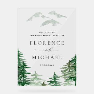 Panneau En Acrylique Watercolor Forest Woodland Winter Engagement Party