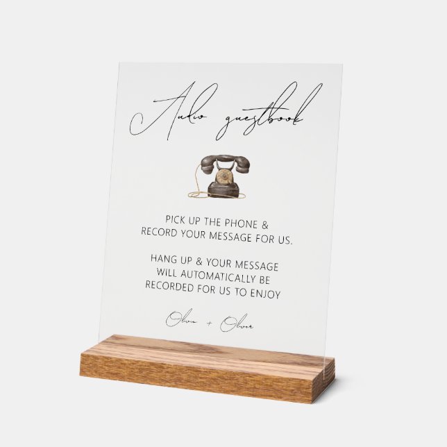 Panneau En Acrylique Wedding audio guestbook acrylic sign (Angle)