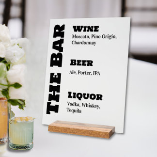 Panneau En Acrylique Wedding Bar Sign - Custom Acrylic Drink Display