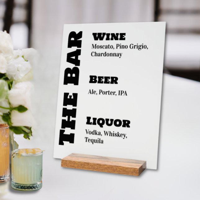 Panneau En Acrylique Wedding Bar Sign - Custom Acrylic Drink Display (Specialty Drink Wedding Bar Sign)