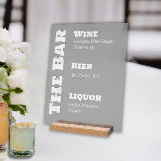 Panneau En Acrylique Wedding Bar Sign - Custom Acrylic Drink Display