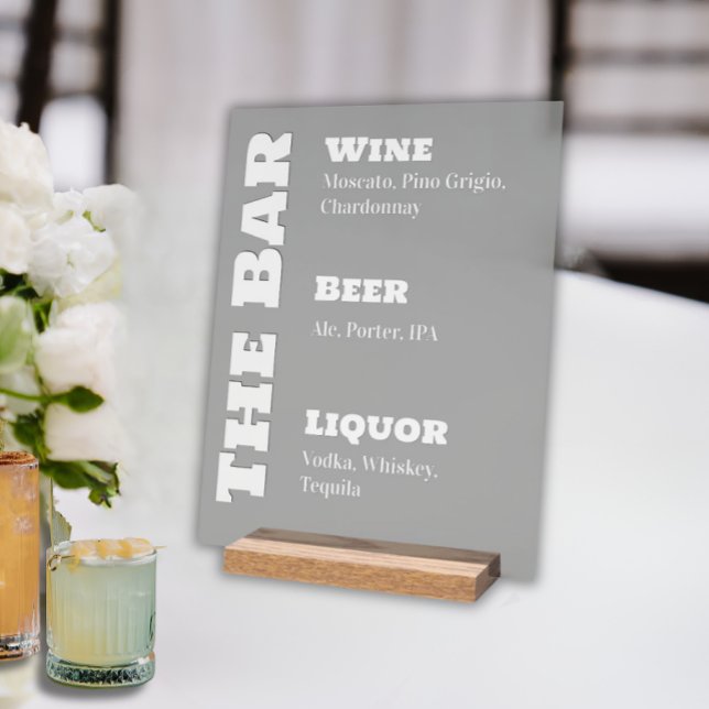Panneau En Acrylique Wedding Bar Sign - Custom Acrylic Drink Display (Specialty Drink Wedding Bar Sign)