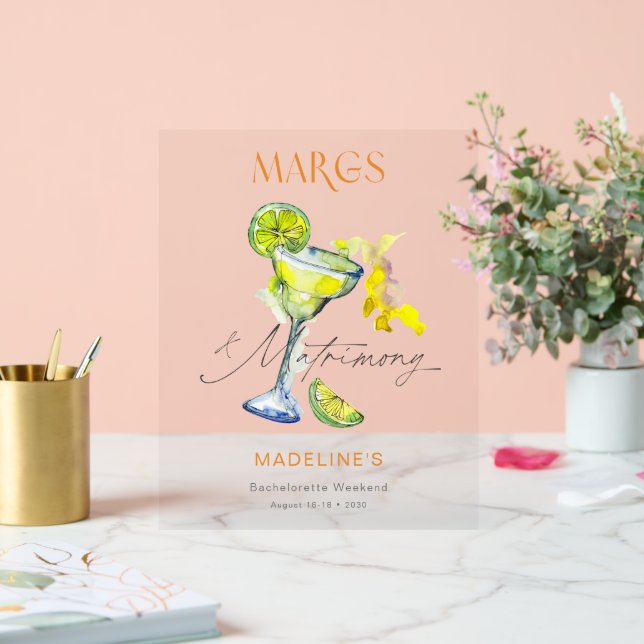 Panneau En Acrylique Week-end de Fille Élégant Margs & Matrimony (Mariage)