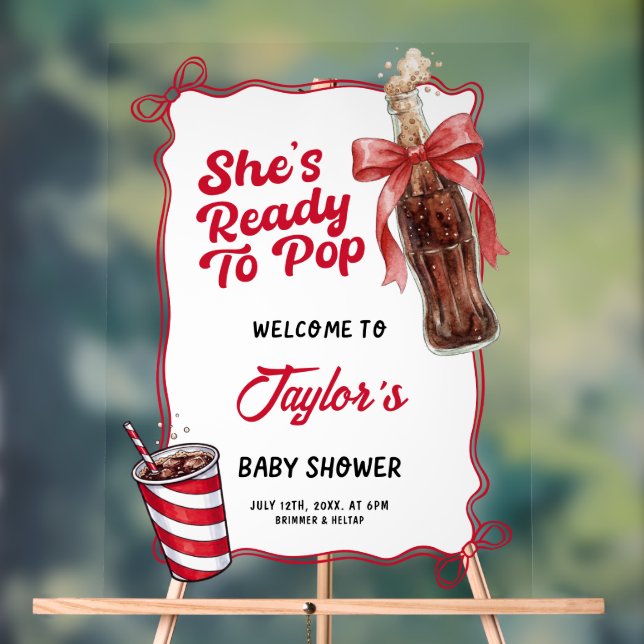 Panneau En Acrylique Welcome Baby Shower Acrylic Sign, Ready to Pop   (Neutre)