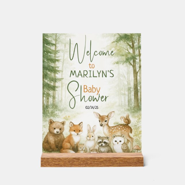 Panneau En Acrylique Welcome Baby Shower Baby Animals (Recto)