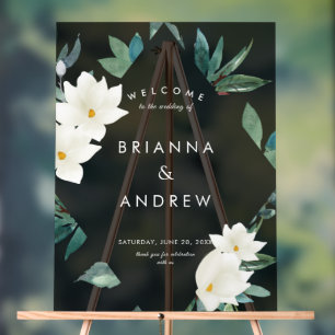 Panneau En Acrylique "Welcome" Elégante Plante Mariage