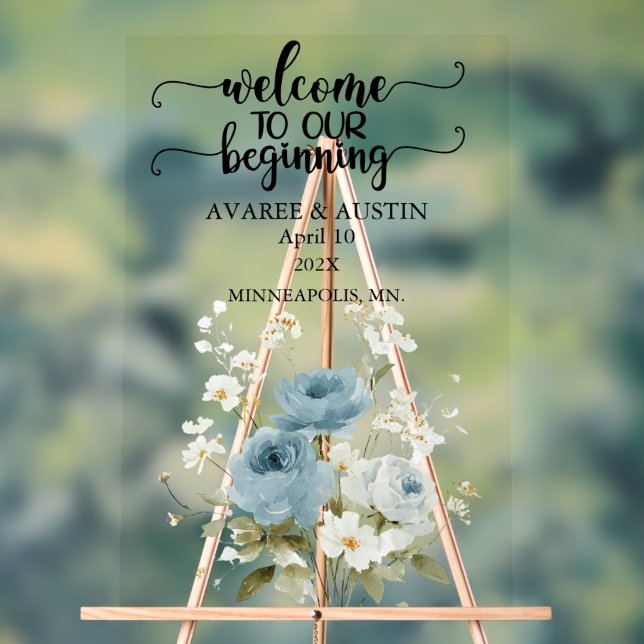Panneau En Acrylique Welcome to our Beginning Wedding  Acrylic Sign (Neutre)