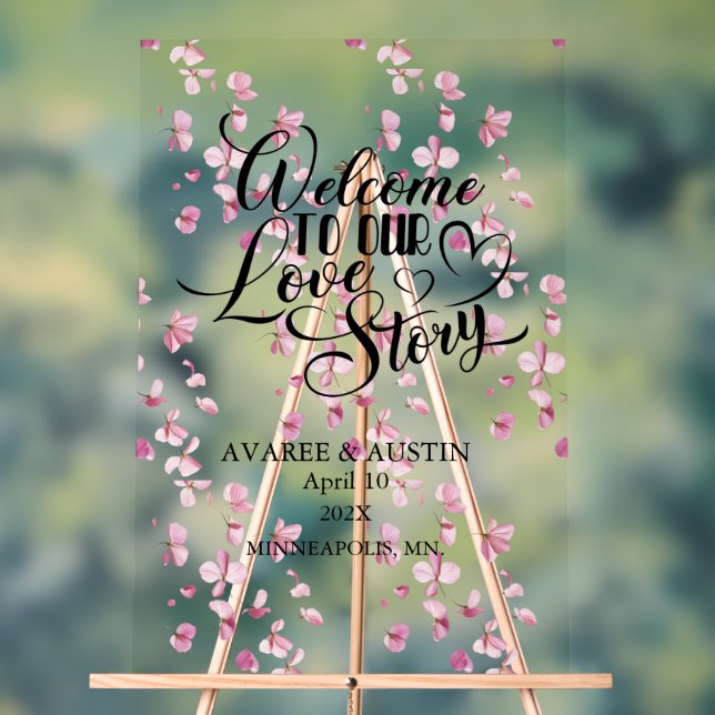 Panneau En Acrylique Welcome to Our Love Story Wedding (Neutre)