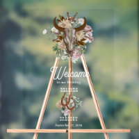 Western Country Cowboy Boho Cow Mariage crâne