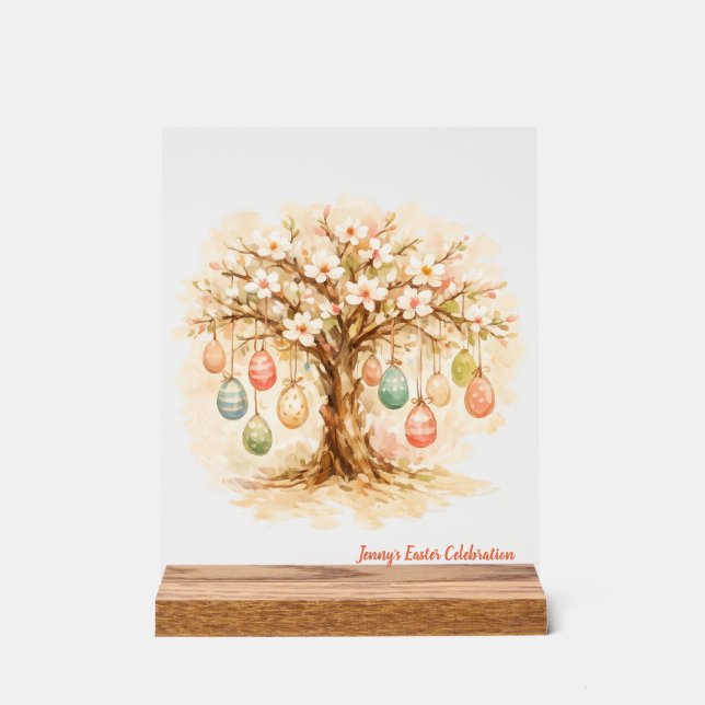 Panneau En Acrylique Whimsical Customizable Blooming Tree with Eggs (Recto)
