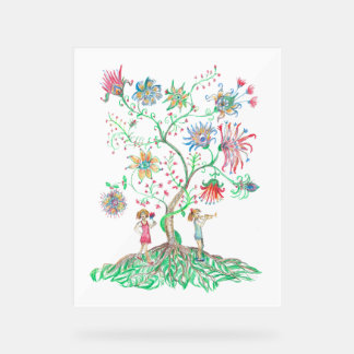 Panneau En Acrylique Whimsical Floral Tree 
