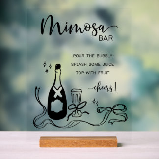 Panneau En Acrylique Whimsical Mimosa Bar Acrylic Sign