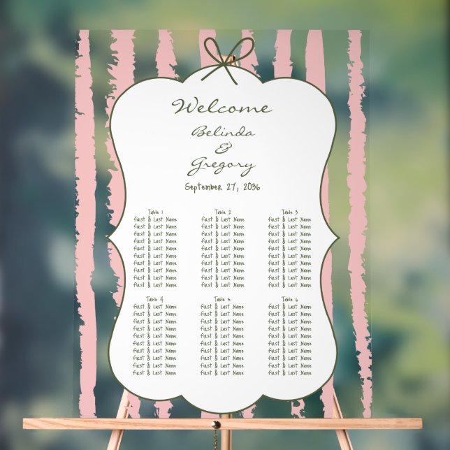 Panneau En Acrylique Whimsical Stripe Handwritten Wedding Seating Chart (Neutre)