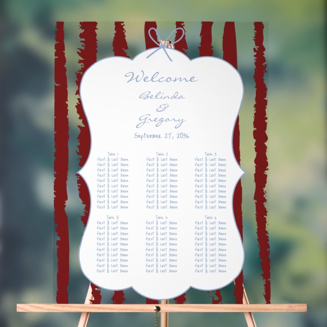 Panneau En Acrylique Whimsical Stripe Handwritten Wedding Seating Chart (Neutre)