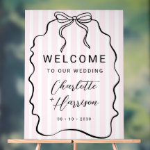 Whimssic Pinstripe Bow Mariage Bienvenue