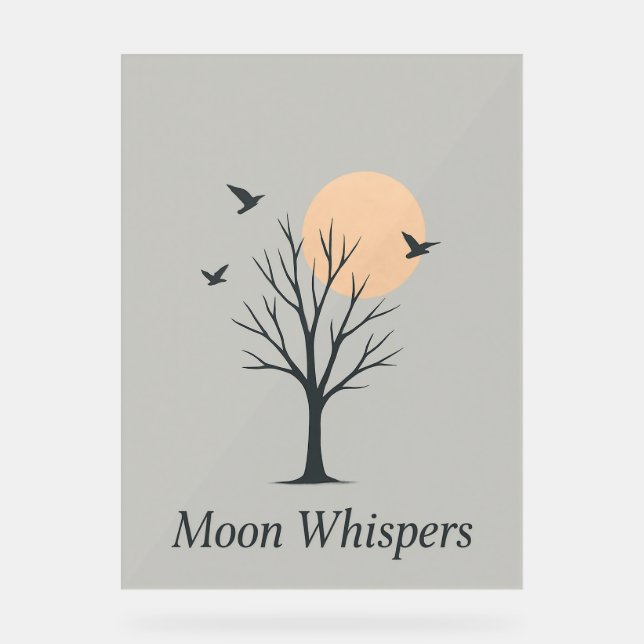 Panneau En Acrylique Whispers Lune - Poster Serene Night Birds (Recto)