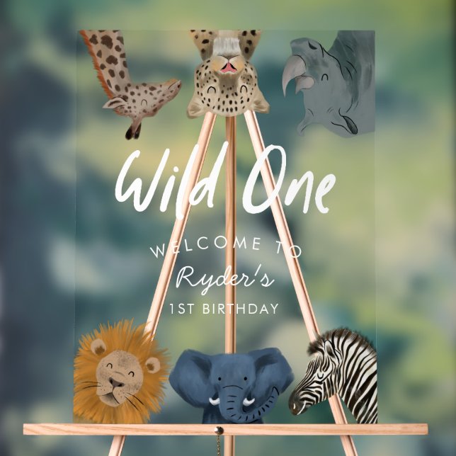 Panneau En Acrylique Wild One Safari Birthday Welcome (Neutre)
