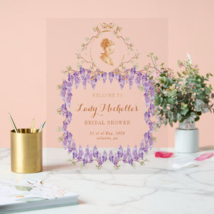 Panneau En Acrylique Wisteria Régale Fleurie Baby Shower de Mariage