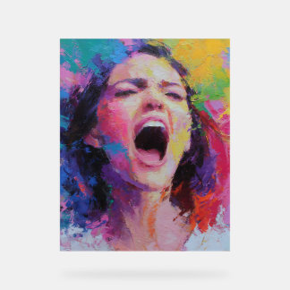Panneau En Acrylique Woman Shouting Abstract Colors Expressive Acrylic 