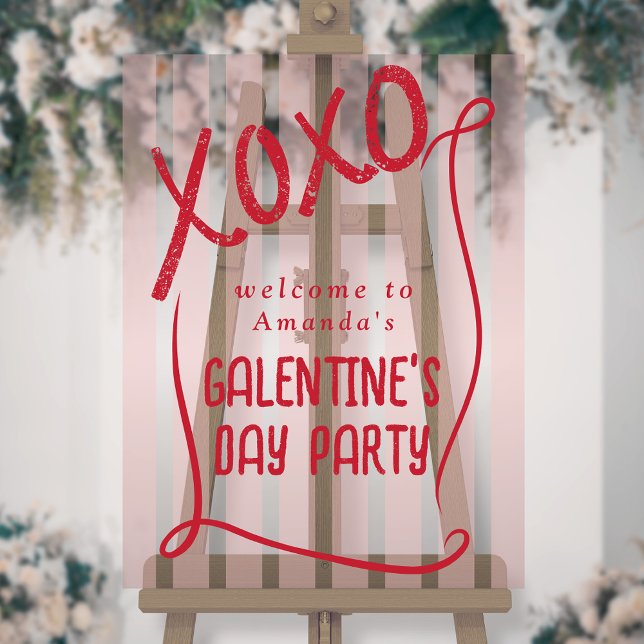 Panneau En Acrylique XOXO Hand Drawn Galentine’s Day Party Welcome (Créateur téléchargé)