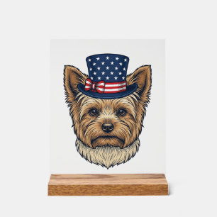 Panneau En Acrylique Yorkshire Terrier Patriotique Vintage