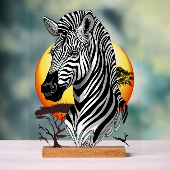 Panneau En Acrylique Zebra African Savanna Wild Animal (Neutre)