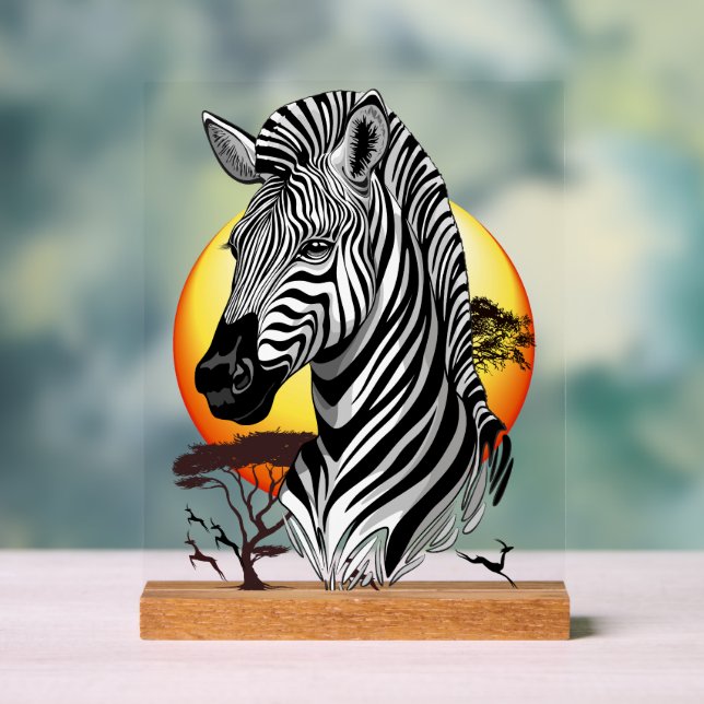 Panneau En Acrylique Zebra African Savanna Wild Animal (Neutre)