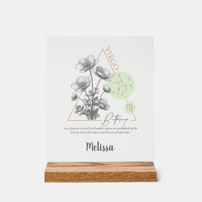 Panneau En Acrylique Zodiac Birth Flower Art Personalized Virgo Venin (Recto)