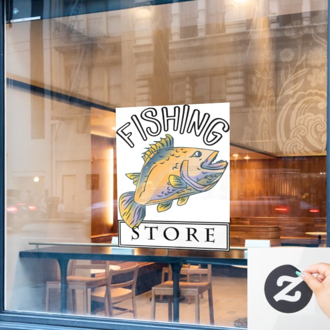 Panneau et insigne de magasin de pêche (Fenêtre de café)
