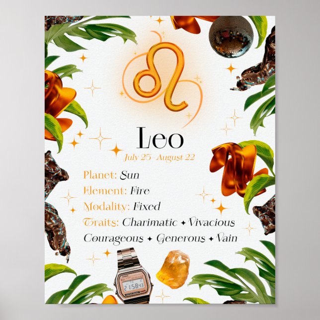 Panneau étoile Leo Zodiac Y2K Blanc 4:5 Poster (Devant)