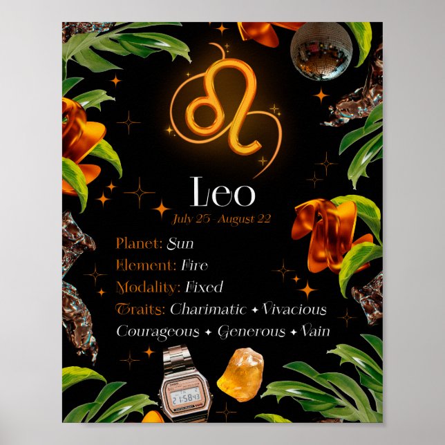 Panneau étoile Leo Zodiac Y2k Noir 4:5 Poster (Devant)