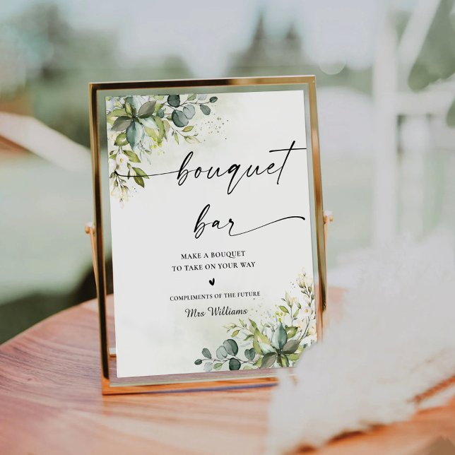 Panneau Fête des mariées verdoyante Bouquet Bar (Créateur téléchargé)