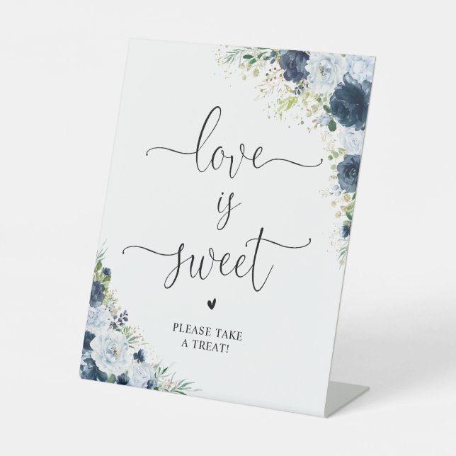 Panneau Fleur Bleu Marine L'Amour Est Doux (Recto)