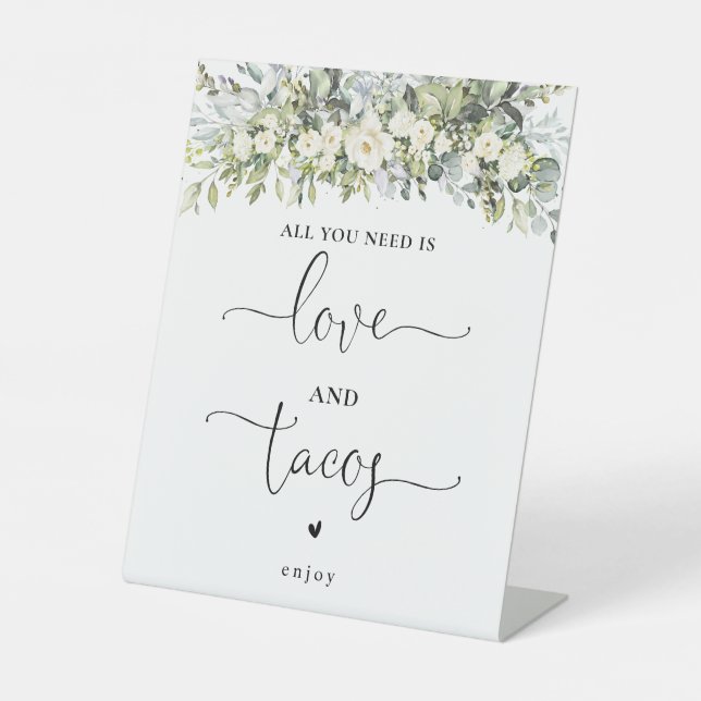 Panneau Fleurs Blanches Amour et Tacos (Recto)