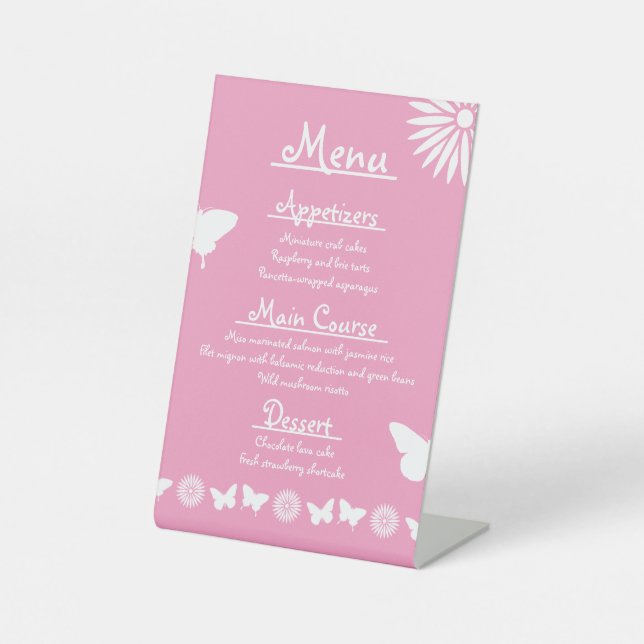 Panneau Fleurs et Papillons en Rose Pâle (Recto)