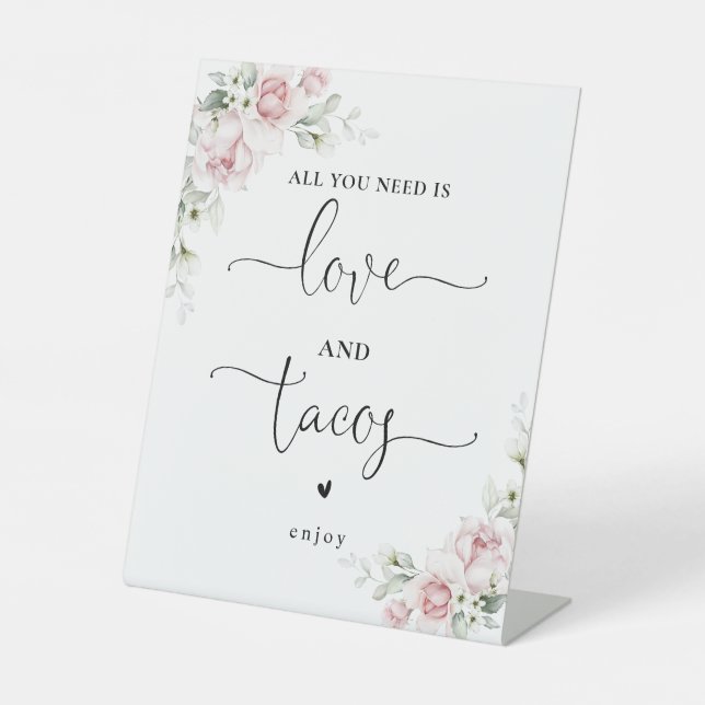 Panneau Fleurs Rose Pâle Amour et Tacos (Recto)
